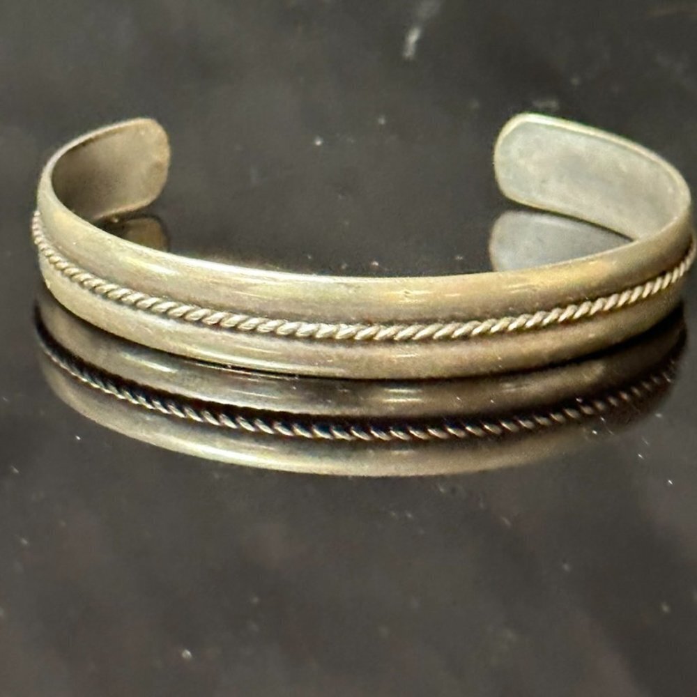 Sterling Silver Mexico Mexican Cuff Bracelet 925 solid tested Mexicana small med - Picture 3 of 8